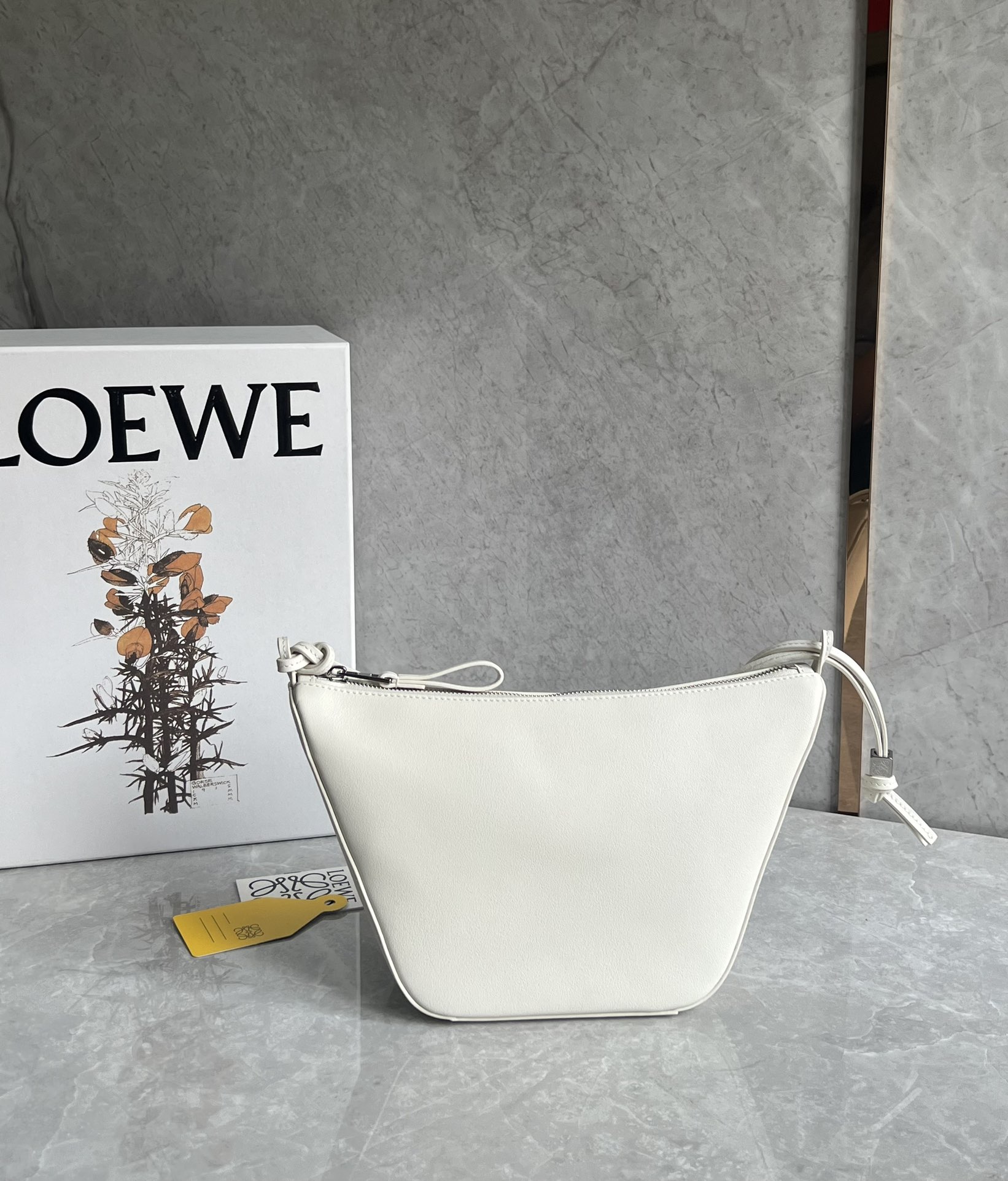 Loewe Mini Hammock Hobo Bag in Classic Calfskin White